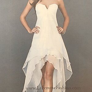Sexy white strapless high-low dress